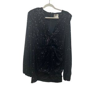 House of CB Elias black long sleeve sparkly sequined mini party dress L+ 14-16